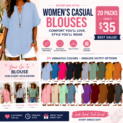 ⏰Final 3 hours 80% OFF🔥Women's Plain Short Sleeve Blouse, Casual Solid Color Top for Daily Wear, Ladies Clothes for All Seasons